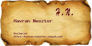Havran Nesztor névjegykártya